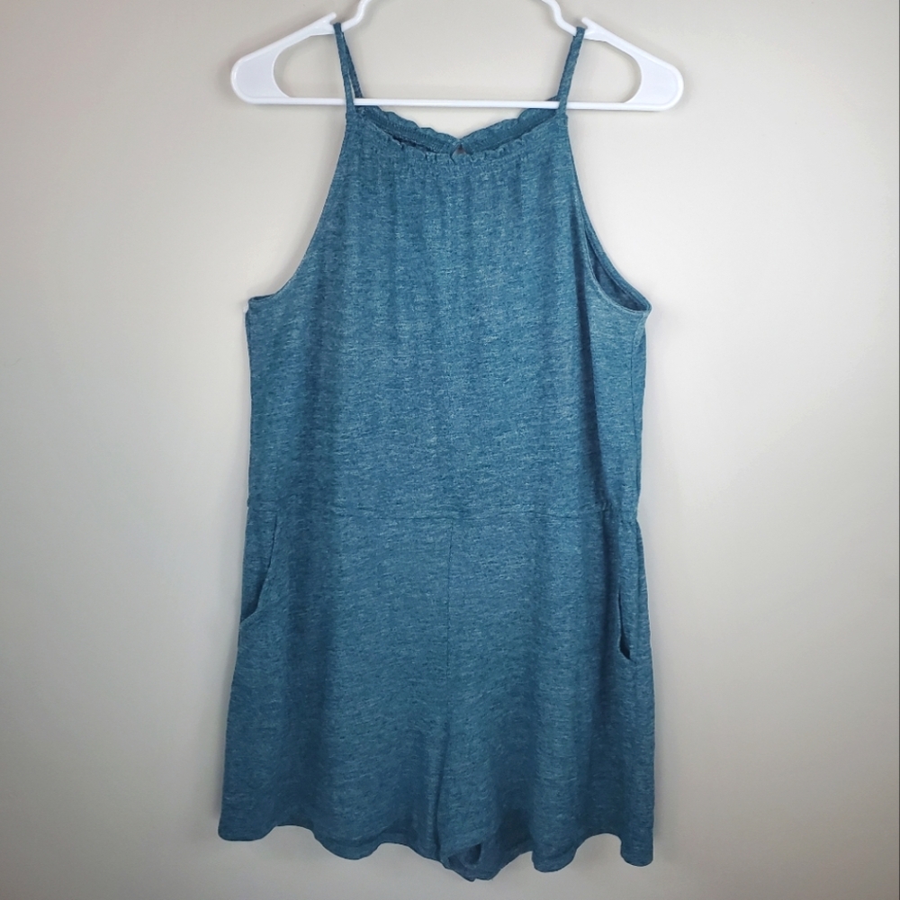 Old Navy Size M Linen Blend Cozy Sleeveless Romper With Pockets
